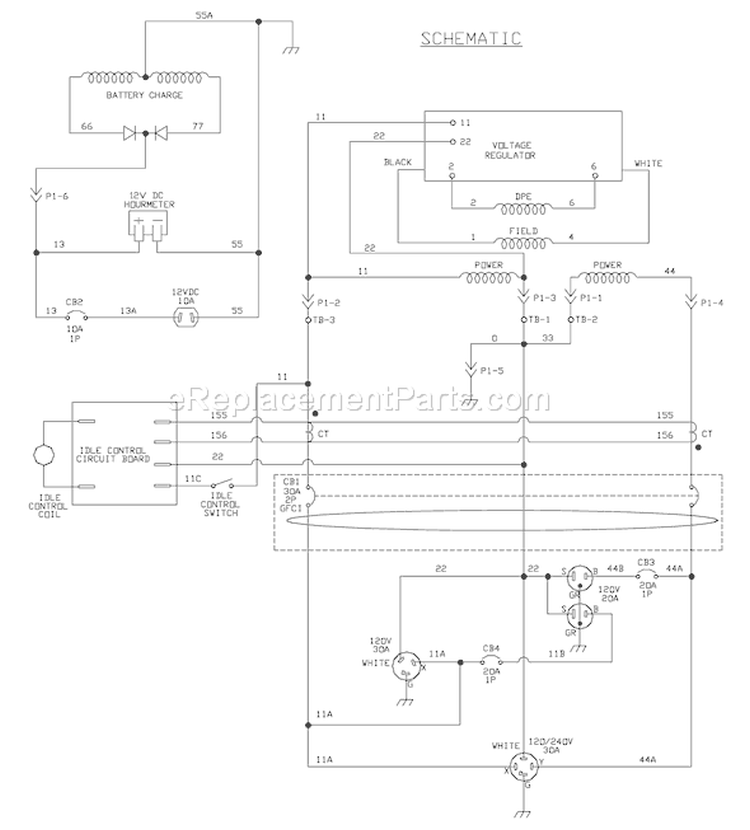Page E Diagram and Parts List for 030340-0  Briggs and Stratton Generator